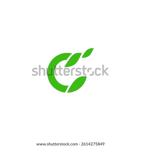 C letter logo combined with leaf shape in green color