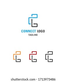 C letter logo, C letter connect logo, C letter flat icon 