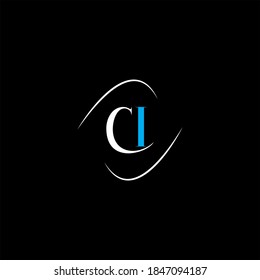 logotipo de letra C I diseño creativo sobre fondo de color negro, monograma ci