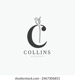C letter logo with a creative floral concept for company business beauty real estate premium vector
