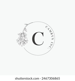 C letter logo with a creative floral concept for company business beauty real estate premium vector