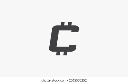 C letter logo crypto concept isolated on white background.