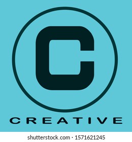 C letter logo design in blue background.