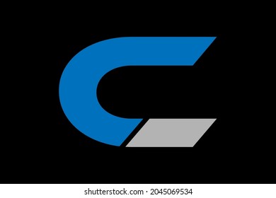 C letter logo design with blue and gry color.
