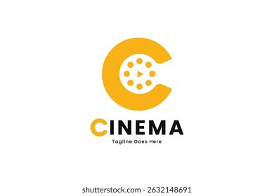 C Letter Logo Design and Cinema, vector illustration
