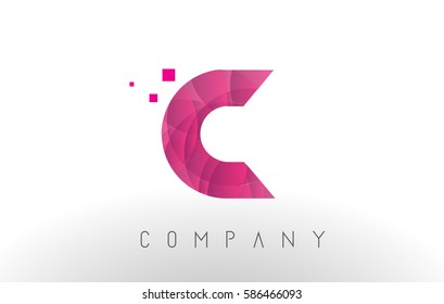 C Letter Logo Design with Circular Purple Dots Bubble Pattern. 