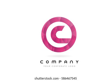 C Letter Logo Design with Circular Purple Rounded Pattern. 