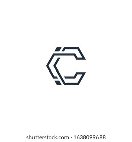 C letter logo design concept technology.