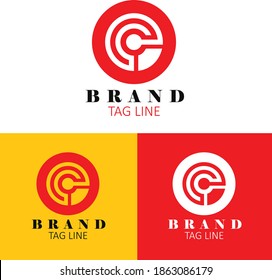 C letter logo design concept in three different color views 