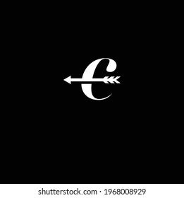 Un concepto de diseño de logotipo de letra C con una combinación simple y elegante de flechas blancas