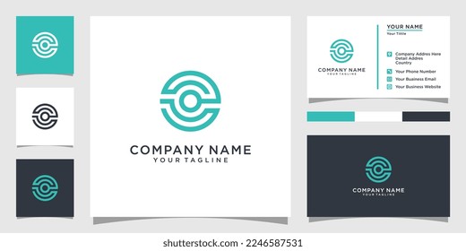 C letter logo design concept technology with business card design.
