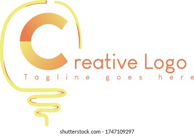 C Letter logo design. Creative lamp logo design