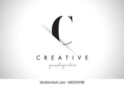 C Letter Logo Design with Creative Paper Cut and Serif Font.