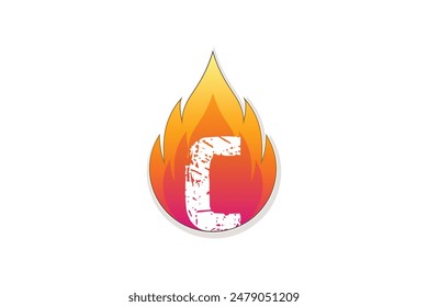 Diseño del logotipo de la letra C en el fuego inicial en el estilo de la acuarela Premium Vector