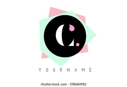 C  Letter Logo Design with Geometric Pastel Colored Shapes.