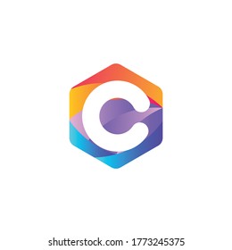 C letter logo design with hexagon and gradient.C letter logo vector.C letter logo