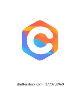 C letter logo design with hexagon and gradient.C letter logo vector.C letter logo