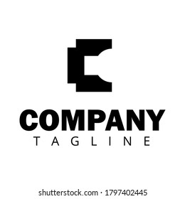 C Diseño del logotipo de la carta aislado en fondo blanco