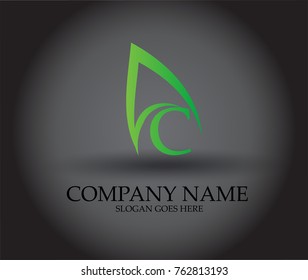 C Letter Logo Design Leaf Outline