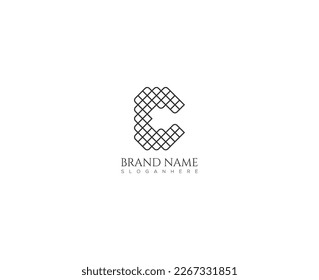 C Diseño de logotipo de letra, plantilla de vector de icono de alfabeto moderno. Estilo de cuadrícula