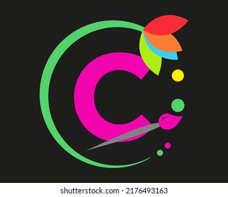 C Letter Logo Design mehrfarbig mit Rundrahmen.