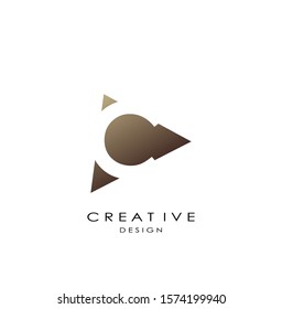 C Letter logo design.  Simple  design concept triangle shape,  with hidden letter B logo for initial, business identity.