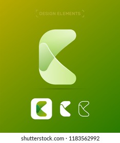 C letter logo design template. Origami paper material design, flat and line art style. App icon