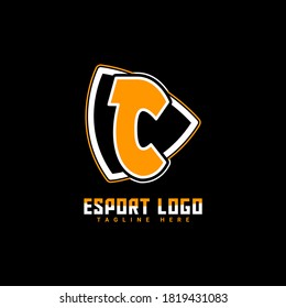 C Letter Logo Design Template with Shield Element Combination Suitable for E Sport Gaming Club Symbol