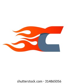 C letter logo design template. Fast fire speed vector unusual letter. Vector design template elements for your application or company.