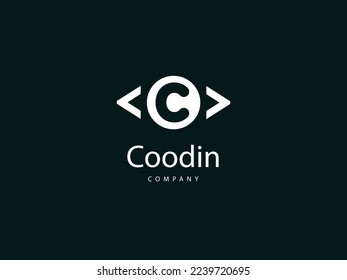 C letter logo design, C type logo with coding concept, creative and unique letter C logo design template 