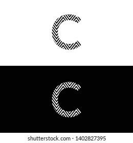 C Letter Logo Design Vector With Black and White 
