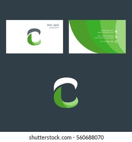 C Letter logo design vector element with business card