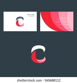 C Letter logo design vector element with business card