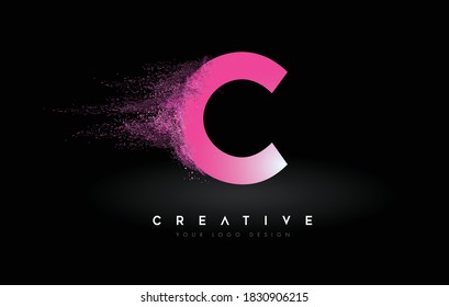 C Letter Logo Design with Vibrant Colorful Splash rounded shapes. Pink and Blue Orange abstract Design Letter Icon Vector Illustration.