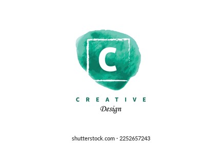 C letter logo design. Water color trendy modern vector design hand drawn on white background