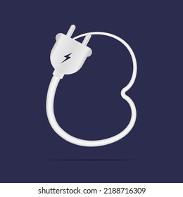 C letter logo electric power plug. İsolated vector typeface for power design, application logo, energy identity, charging things etc.