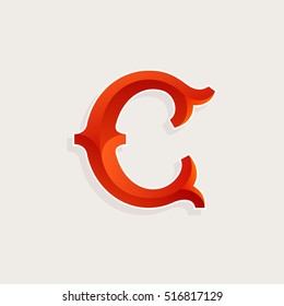 C letter logo in elegant circus faceted style. Slab serif font. Vintage vector typeface for labels, headlines, posters, cards etc.