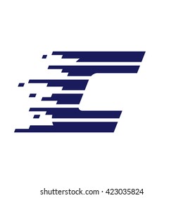 C letter logo with fast speed lines. Vector design template elements for your sportswear, app icon, corporate identity, labels or posters.