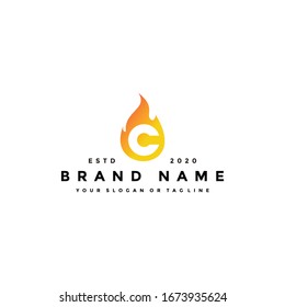 c letter logo fire design vector template
