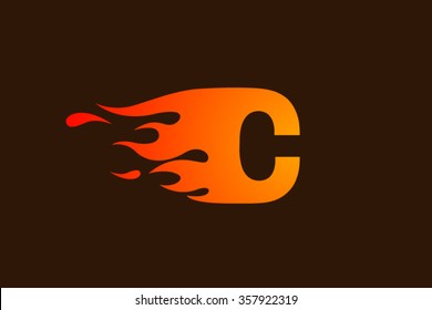 C letter logo, fire flames logo design.