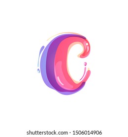 C letter logo formed by watercolor splashes. Color overlay style. Vector typeface for labels, headlines, posters, cards etc.