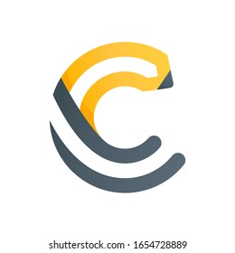 Logo de la letra C formado por lápiz. Tipo de vectores para identidad artística, titulares escolares, afiches educativos, etc.