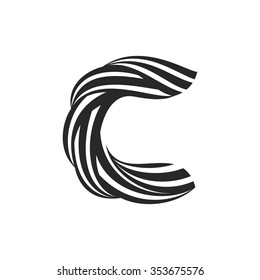 C letter logo formed by twisted lines. Wool mark font style, vector design template elements for your application or corporate identity.