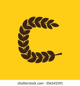 C letter logo formed by laurel wreath. Vector design template elements for your application or corporate identity.