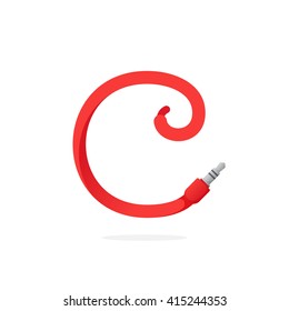 C letter logo formed by jack cable. Vector design template elements for your music application or corporate identity.