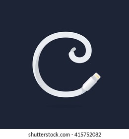 C letter logo formed by lightning cable. Vector design template elements for your application or corporate identity.