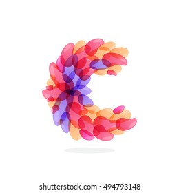 C letter logo formed by watercolor splashes. Brush stroke pattern. Vector elements for posters, t-shirts and cards.