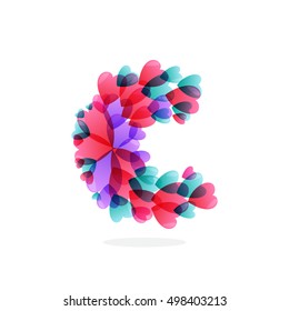 C letter logo formed by hearts. Happy Valentines Day design elements. 