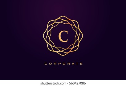 c Letter Logo. Gold Letter Design Vector with Golden Luxury Colors and Monogram Design.