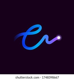 C letter logo with gradient line and flash dot. Perfect font for biotechnology design, heartbeat print, science card etc.